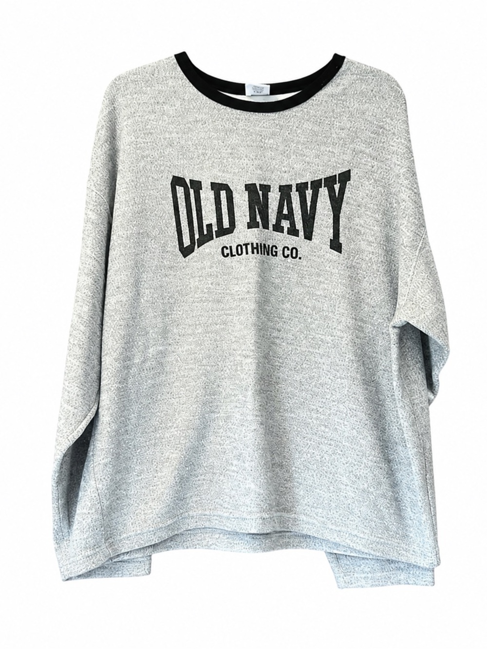 Old Navy Vintage 90s Graphic Fleece Crewneck Sweatshirt XL Gray Ringer Oversized